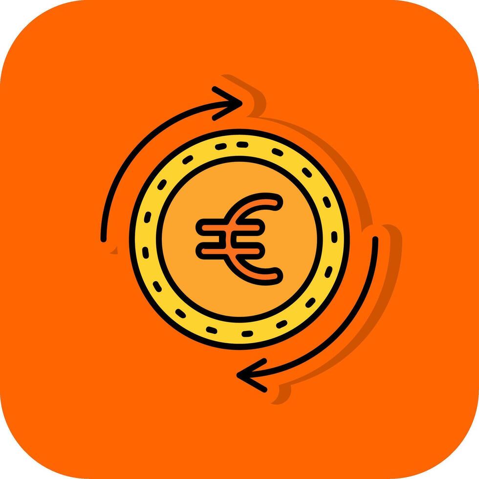 Euro gefüllt Orange Hintergrund Symbol vektor