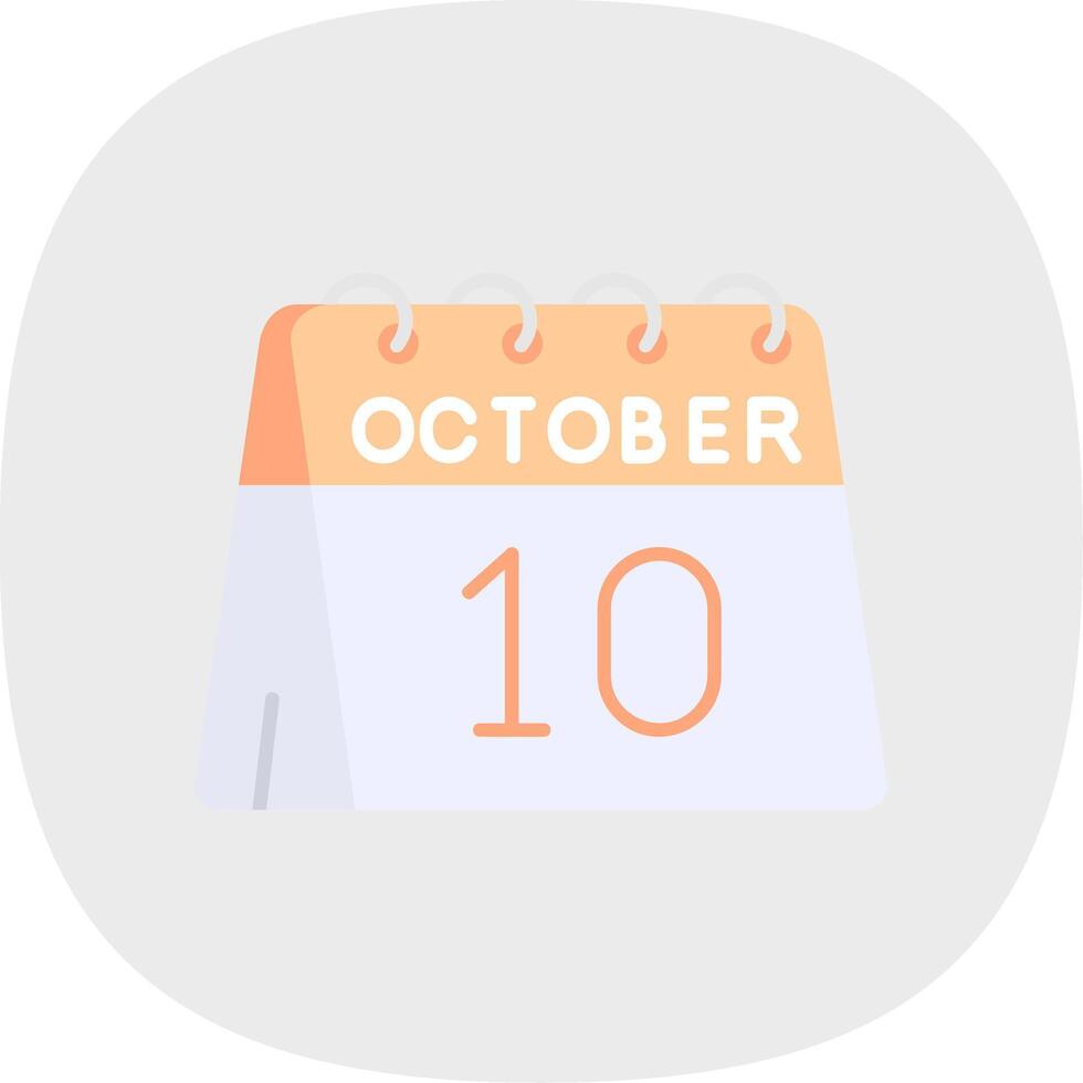 10:e av oktober platt kurva ikon vektor