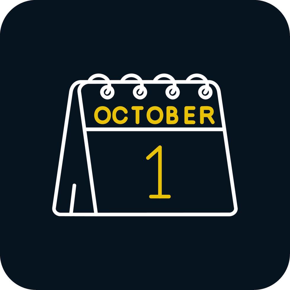 1:a av oktober linje gul vit ikon vektor