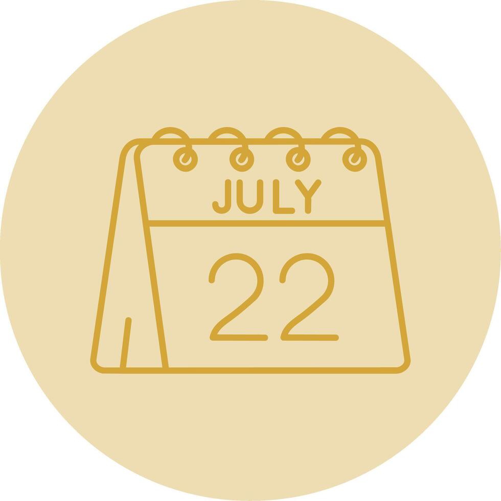 22 von Juli Linie Gelb Kreis Symbol vektor