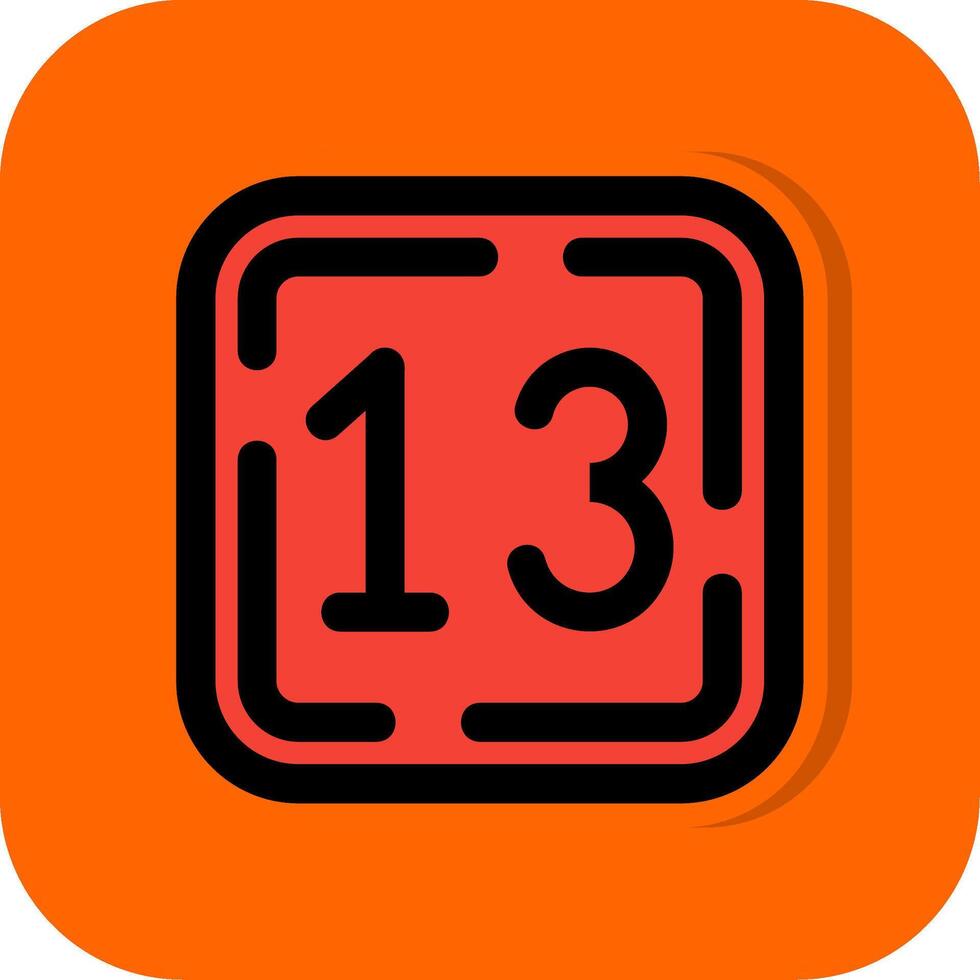 dreizehn gefüllt Orange Hintergrund Symbol vektor