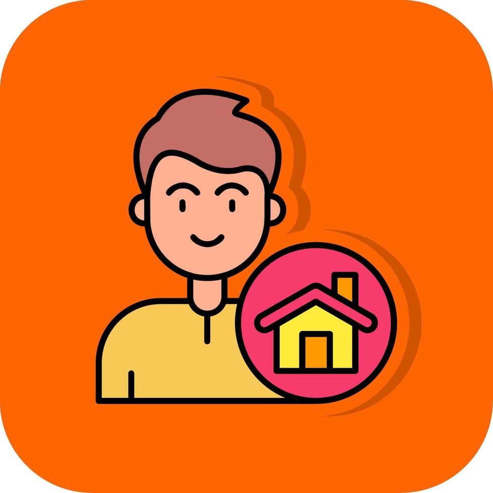 Zuhause gefüllt Orange Hintergrund Symbol vektor