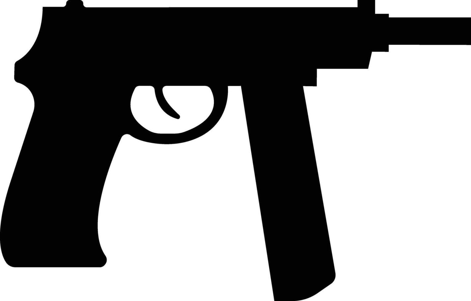 Pistole Symbol im eben von Heer und Krieg isoliert auf Symbol Vektor zum Apps und Webseite. Pistole, Gewehr, Revolver zum wild Westen Konzept, Polizei Offizier Munition oder Militär- Waffe.