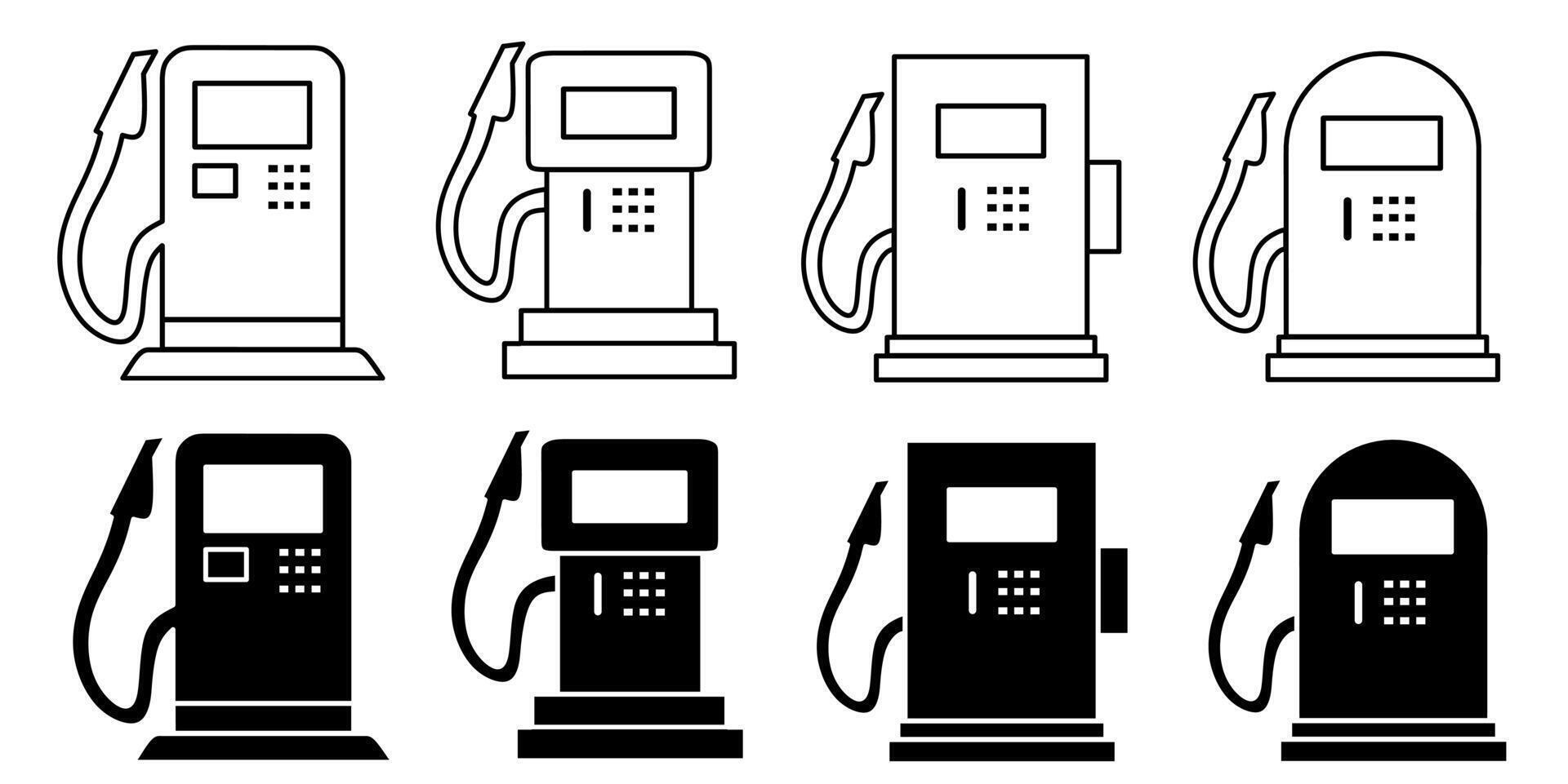gas station. vektor samling av gas station ikon illustrationer. svart ikon design.