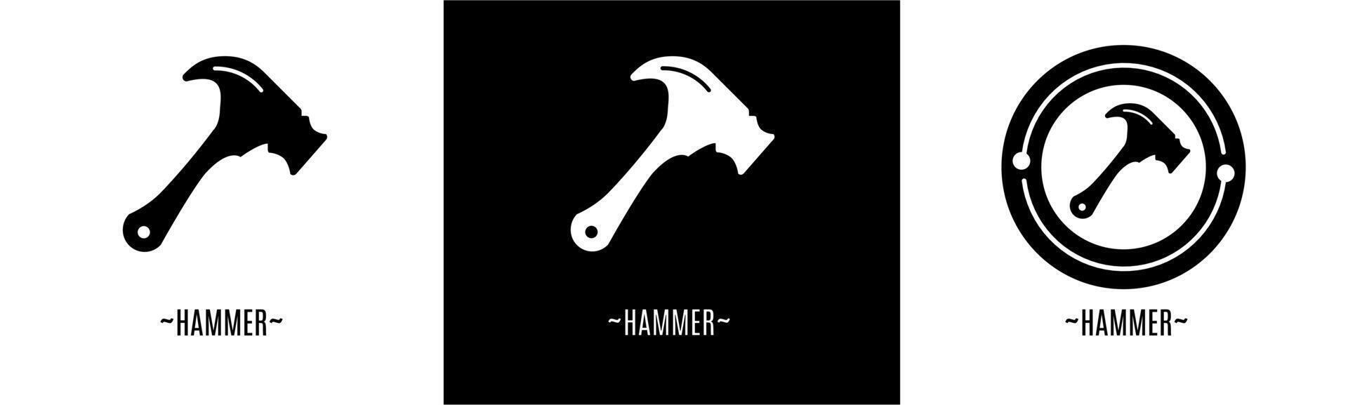 hammare logotyp uppsättning. samling av svart och vit logotyper. stock vektor. vektor