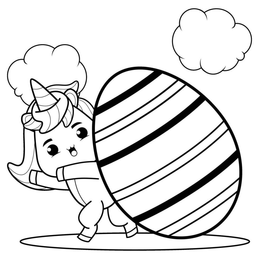 Ostern Einhorn Färbung Seite zum Kinder vektor