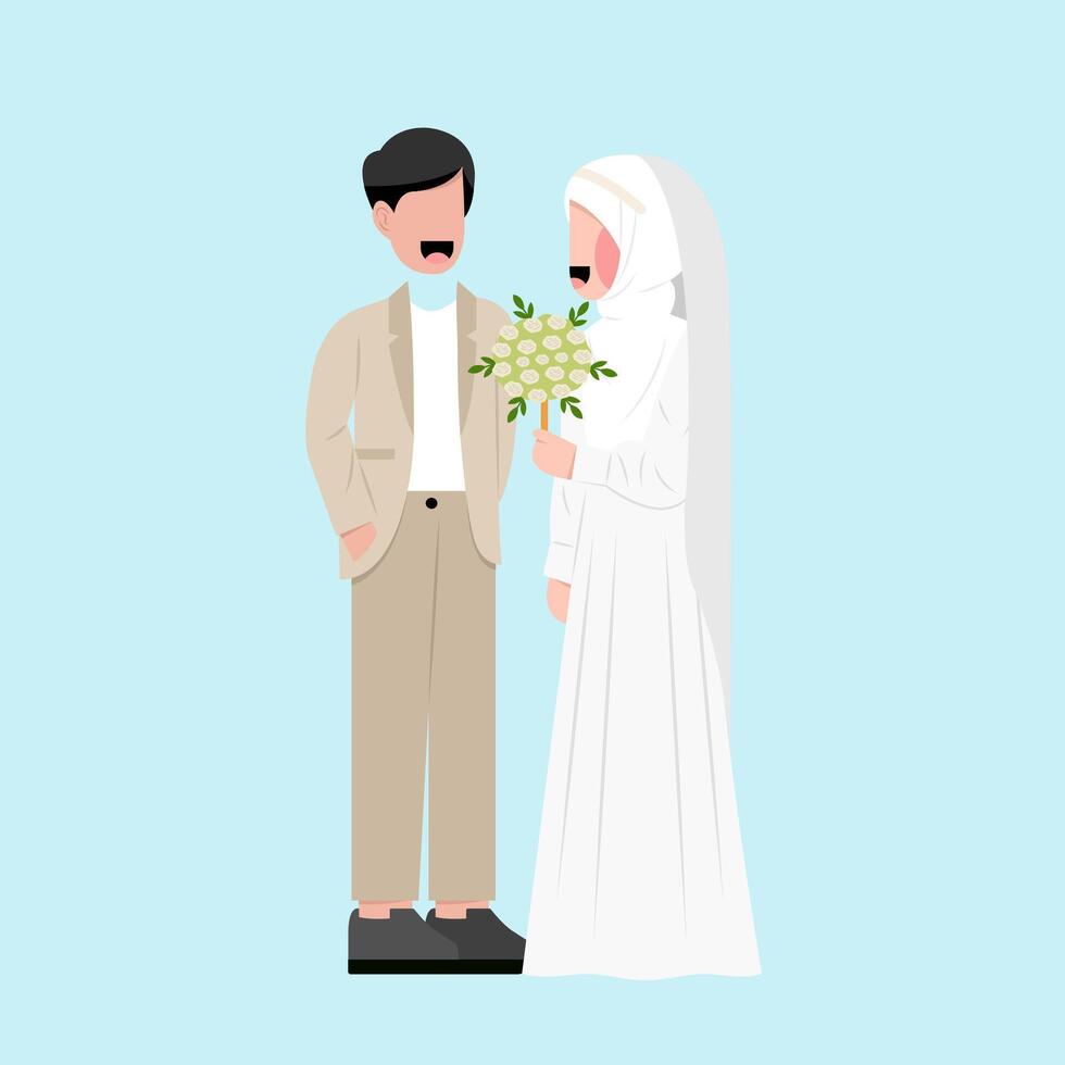 flache illustration des muslimischen hochzeitspaares vektor