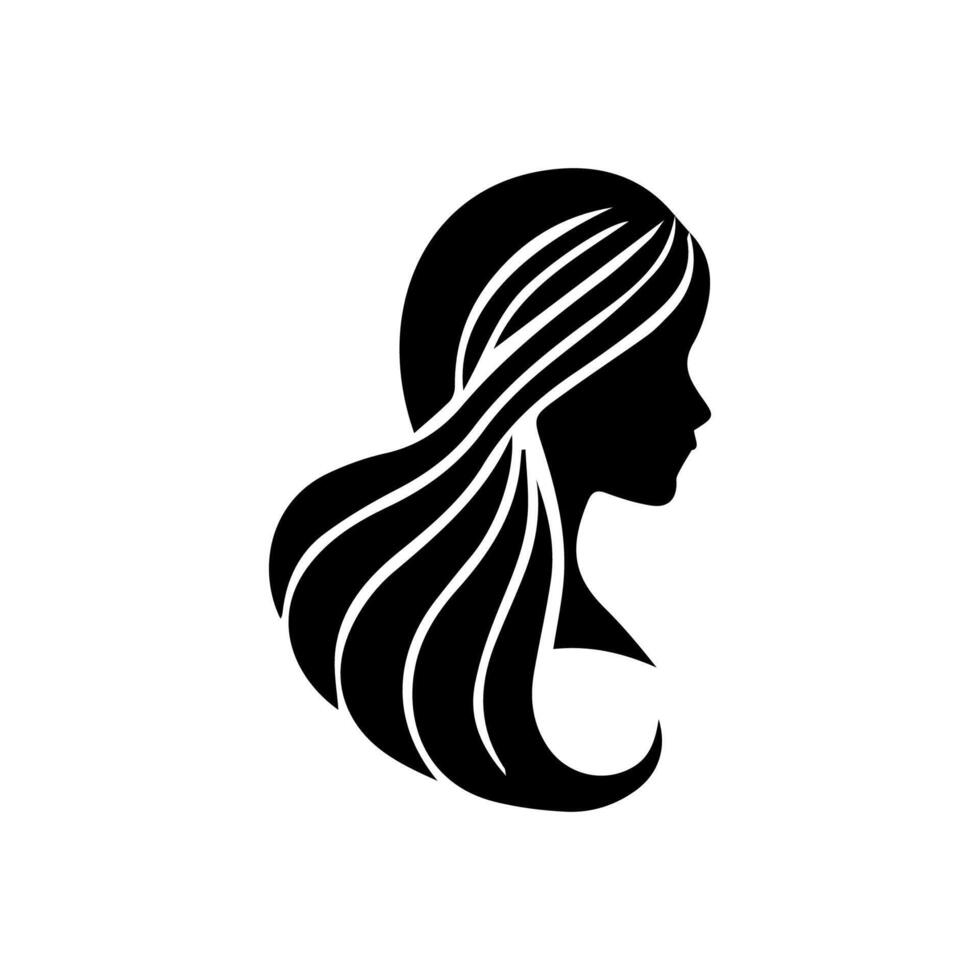 Frau Kopf Silhouette, Gesicht Profil, Vignette. Hand gezeichnet Vektor Illustration, isoliert auf Weiß Hintergrund. Design zum Einladung, Gruß Karte, Jahrgang Stil.