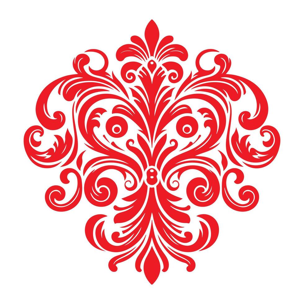 damast- röd Färg element orientalisk vektor isolerat ob vit bakgrund