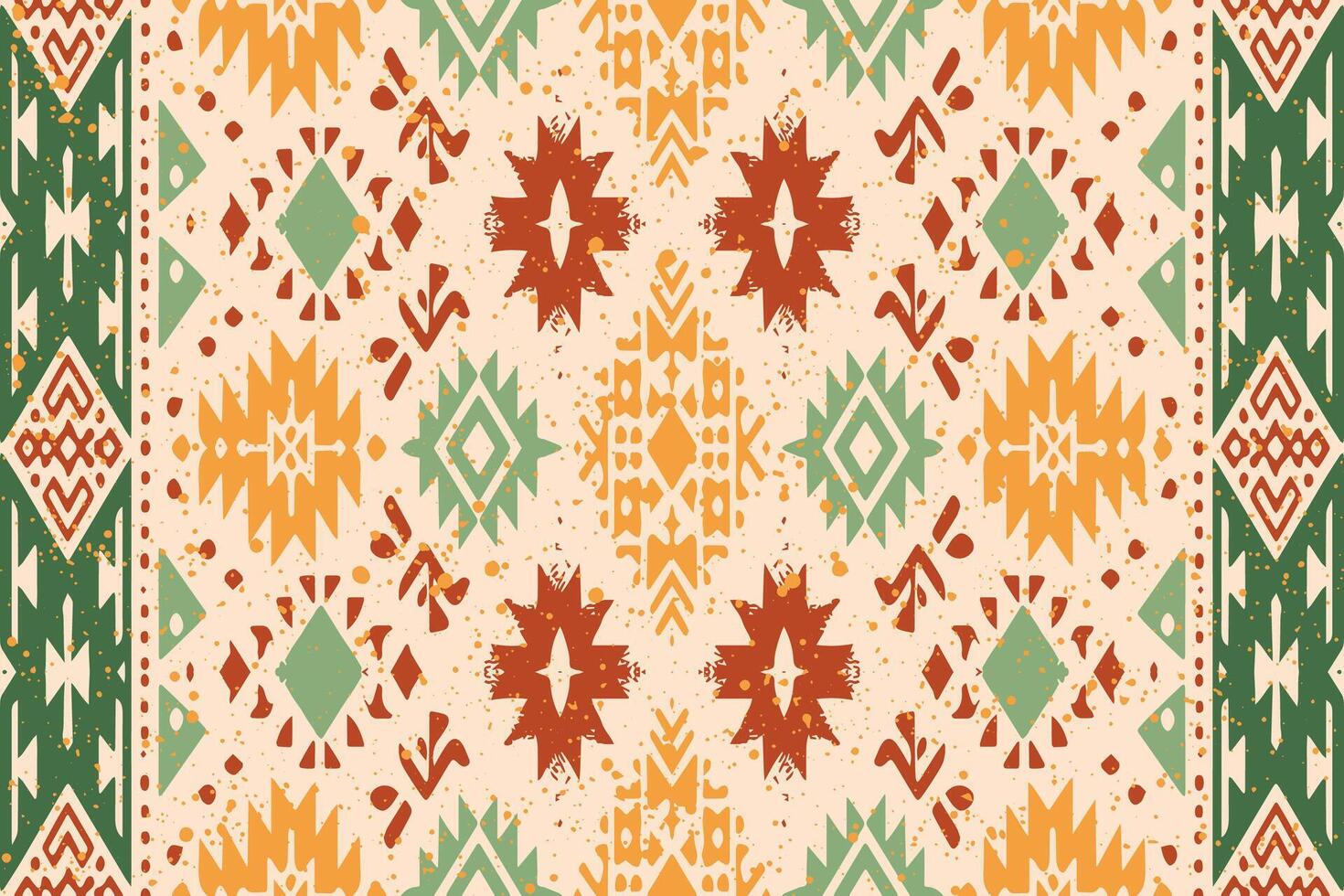 Ikat geometrische Verzierung mit Diamanten. ikkat. nahtloses Muster. aztekischer Stil. Stammes-ethnische Vektortextur. Volksstickerei, indisch, skandinavisch, Zigeuner, mexikanisch, afrikanischer Teppich, Tapete. vektor