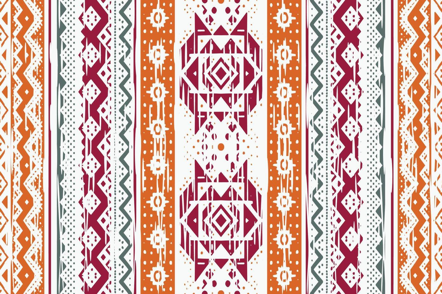 Ikat geometrische Verzierung mit Diamanten. ikkat. nahtloses Muster. aztekischer Stil. Stammes-ethnische Vektortextur. Volksstickerei, indisch, skandinavisch, Zigeuner, mexikanisch, afrikanischer Teppich, Tapete. vektor