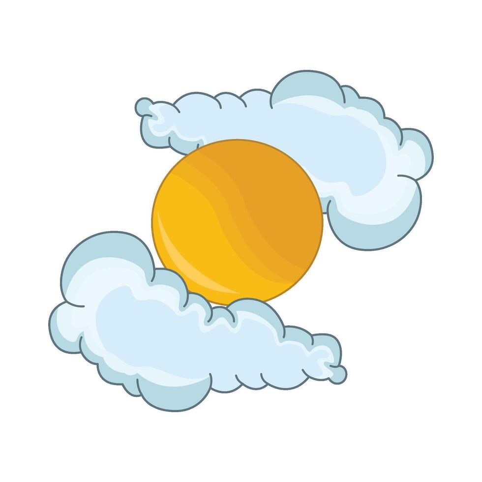 illustration av Sol och moln vektor