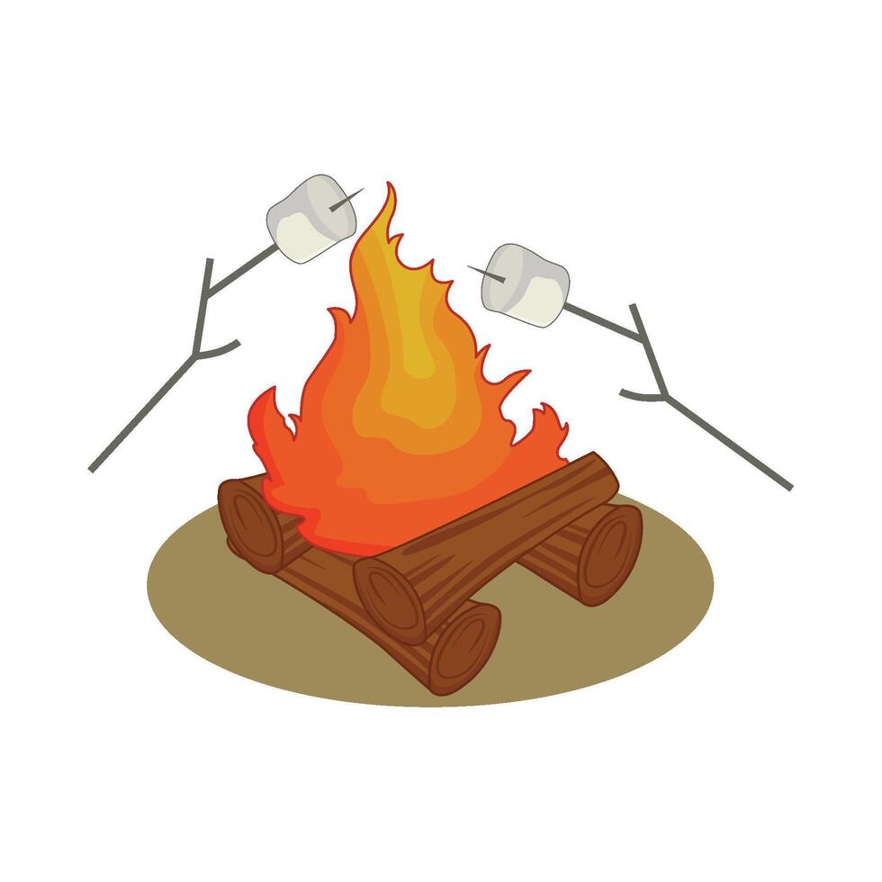 Illustration von Lagerfeuer und Marshmallows vektor
