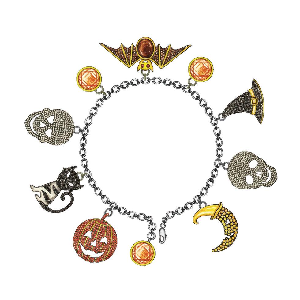 armband mode Smycken tema halloween dag design förbi hand teckning på papper. vektor