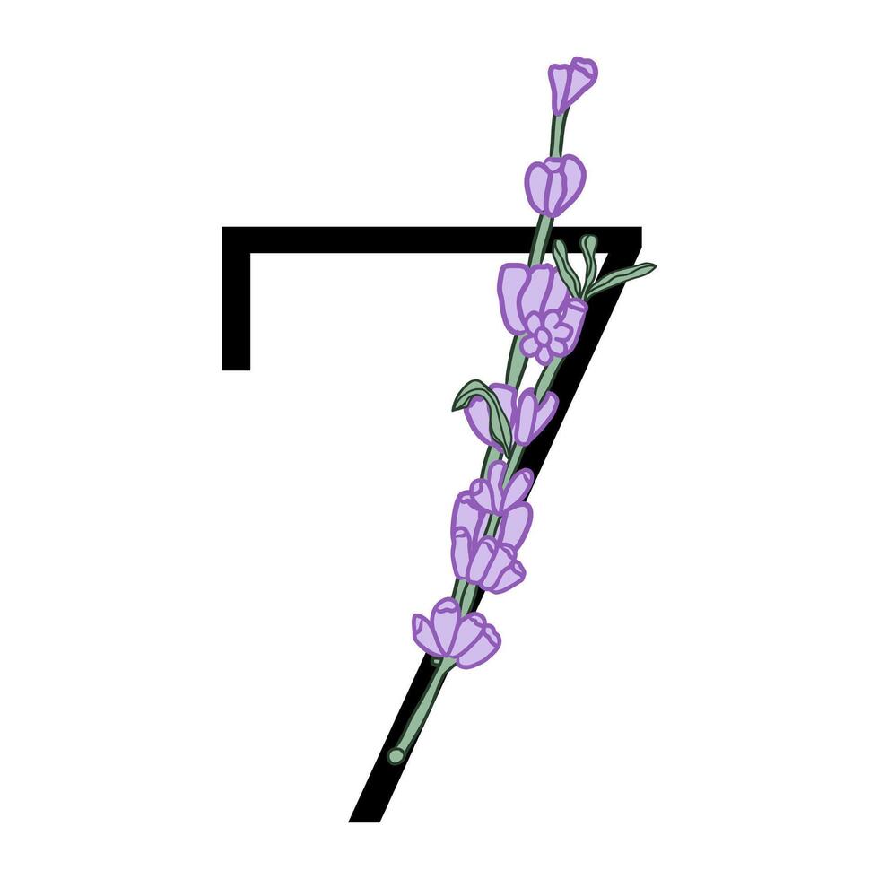 lavendel- blomma violett liten blomma alfabet för design av kort eller inbjudan. vektor illustrationer, isolerat på vit bakgrund för sommar blommig gesign