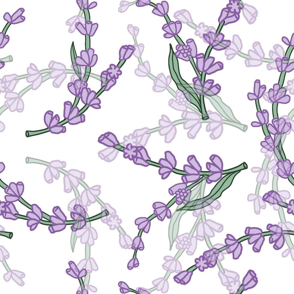 Lavendel bunt Blume nahtlos Muster zum Textil, Stoff, Sammelalbum. Sommer- Blumen- Vektor Hintergrund .