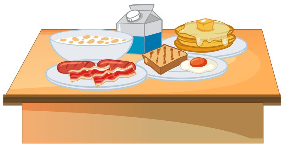 Frühstückbüffetset mit Speisen vektor