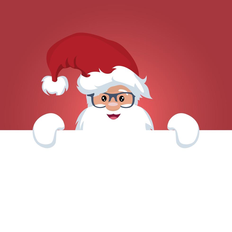 Weihnachtskarte von Santa Claus mit einem Schild vektor