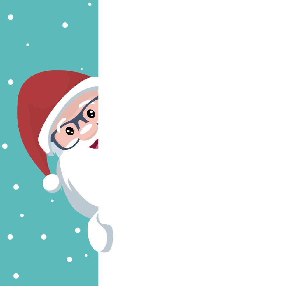 Weihnachtskarte von Santa Claus mit Linsen, die auf weißem Plakat herausragen, um zu schreiben vektor