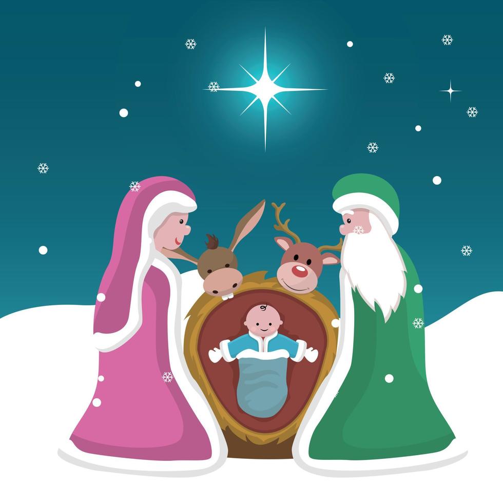 julkort av Jesu födelse med stjärnan i betlehem vektor