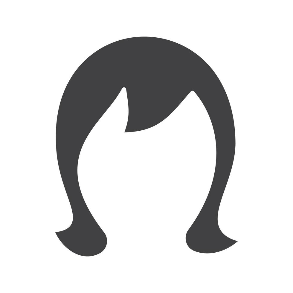 Perücke, Perücke, Peruke-Glyphensymbol. Haar. Friseur. Frauen waren. Frisur. Silhouette-Symbol. Kurzhaarschnitt. negativen Raum. isolierte Vektorgrafik vektor