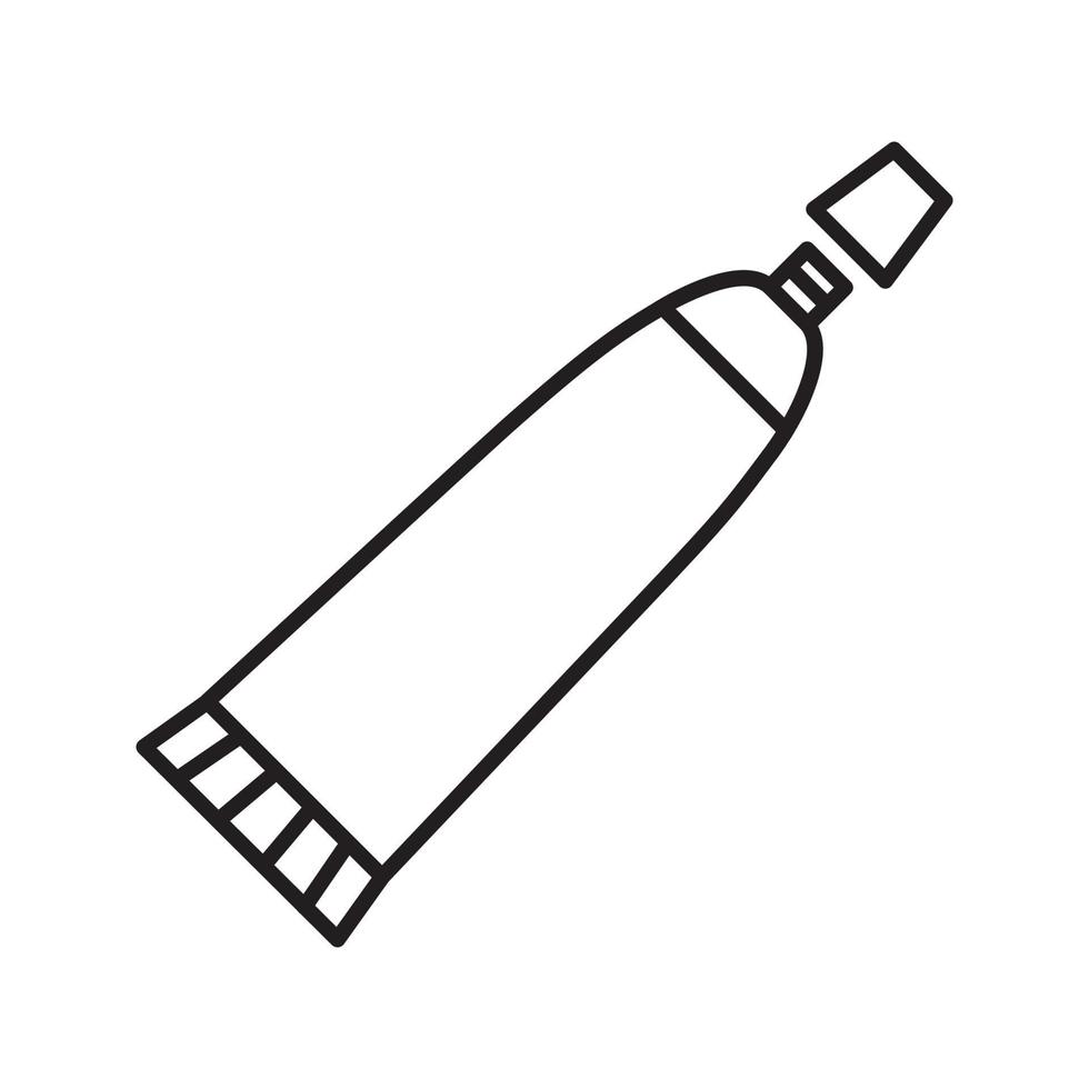 Lineares Symbol für Zahnpastatube. Zahnputzmittel. dünne Linie Abbildung. Creme-Kontur-Symbol. Vektor isolierte Umrisszeichnung
