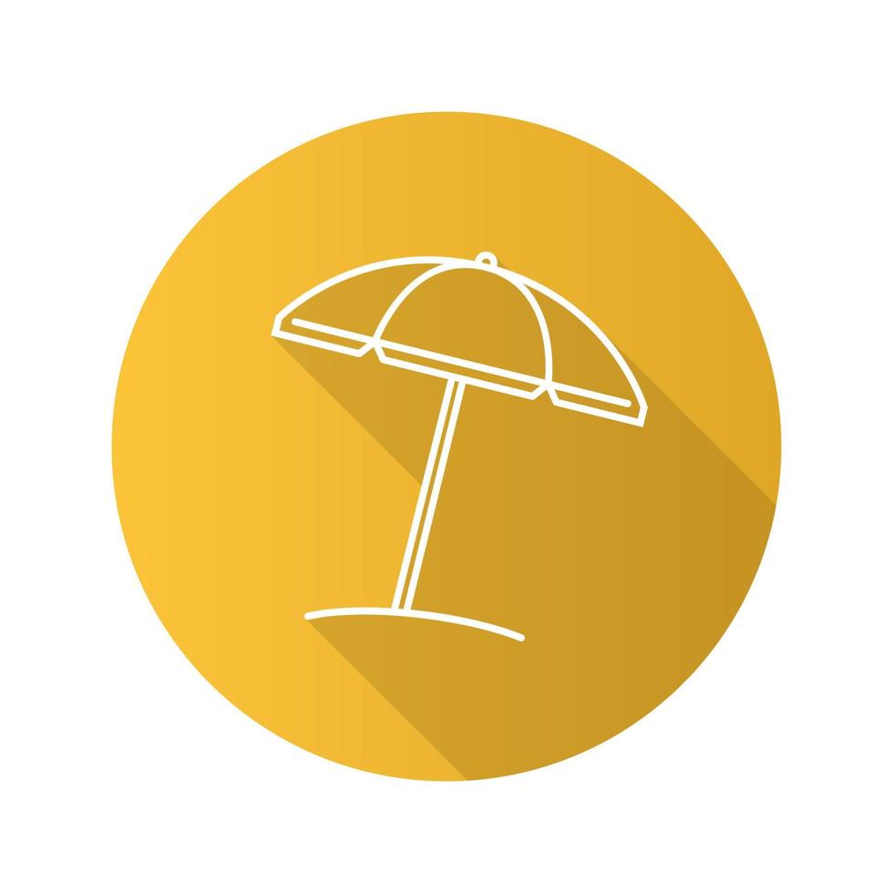 parasoll platt linjär lång skugga ikon. vektor kontur symbol