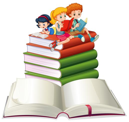 Pojke och tjejer läser böcker vektor