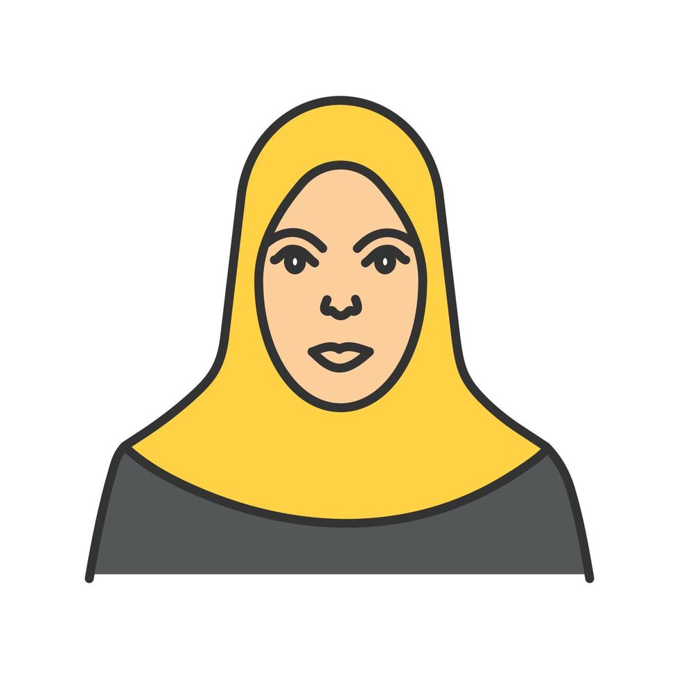 muslimische Frau Farbsymbol. Islamische Kultur. Hijab. isolierte Vektorillustration vektor