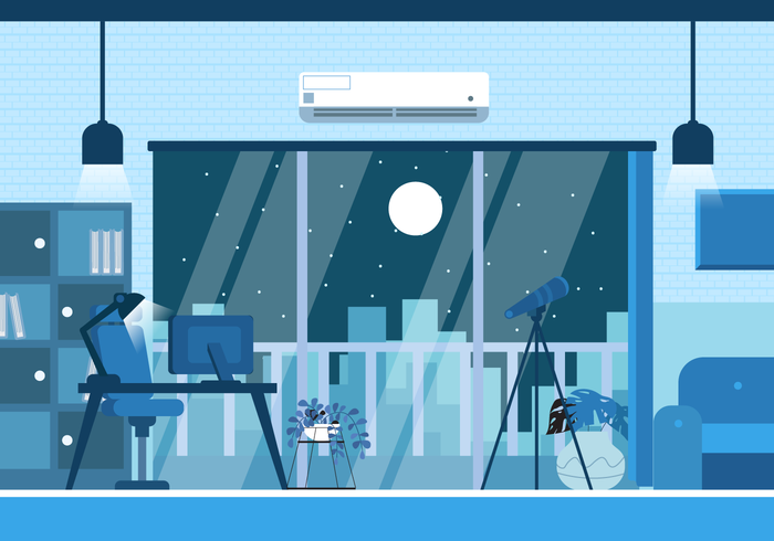 Modern Office Setup Bakgrund Vector Flat Illustration