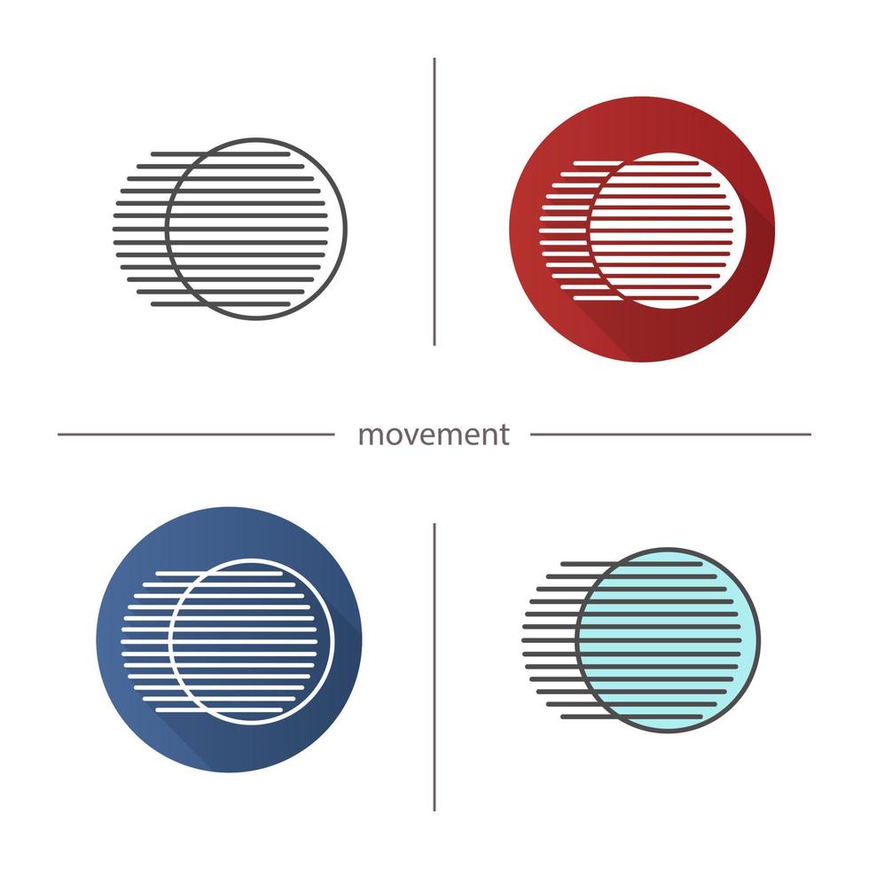 rörelse symbol ikon. platt design, linjära och färgstilar. dynamiskt rörelsekoncept. isolerade vektorillustrationer vektor