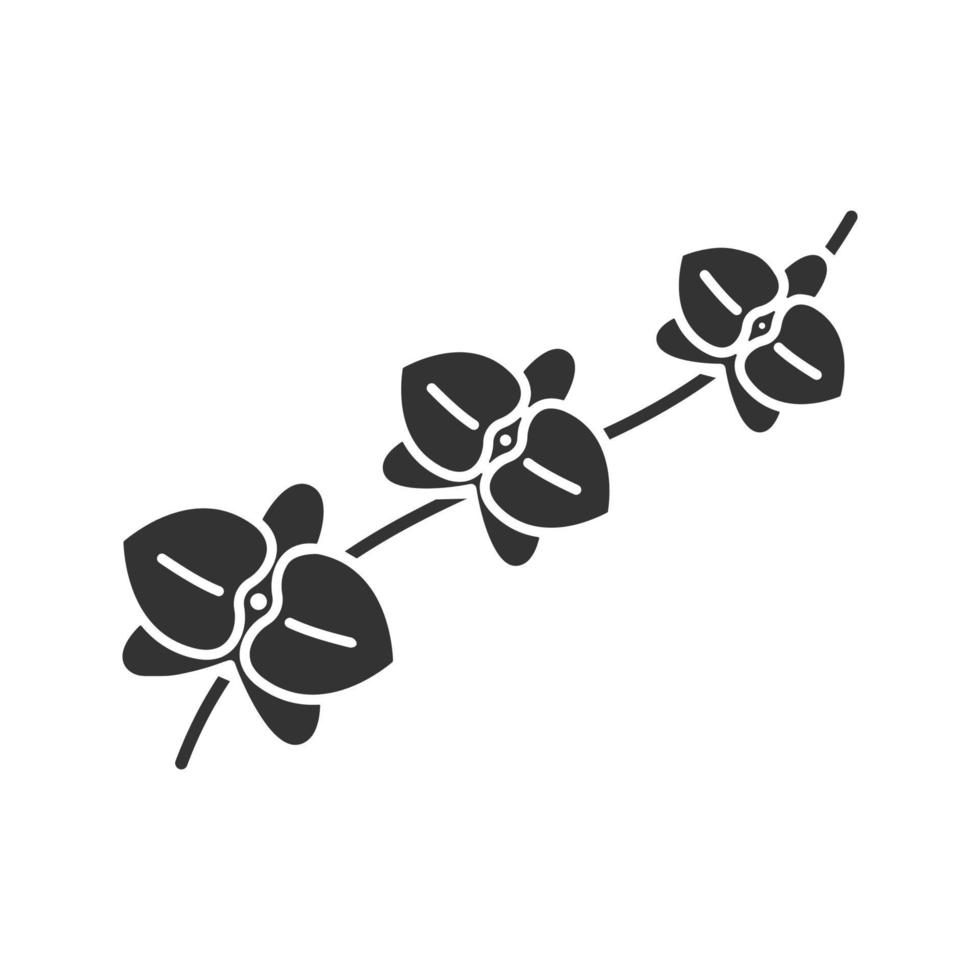 Orchidee Zweig Glyphe Symbol. Silhouette-Symbol. negativen Raum. isolierte Vektorgrafik vektor