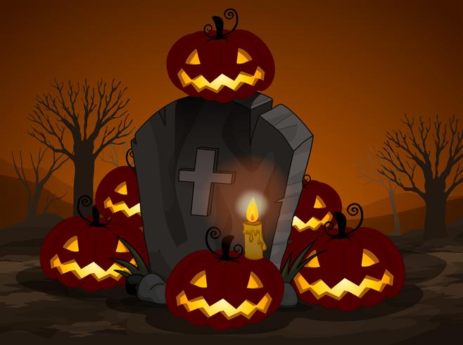 Eine Halloween-Nacht auf dem Friedhof vektor