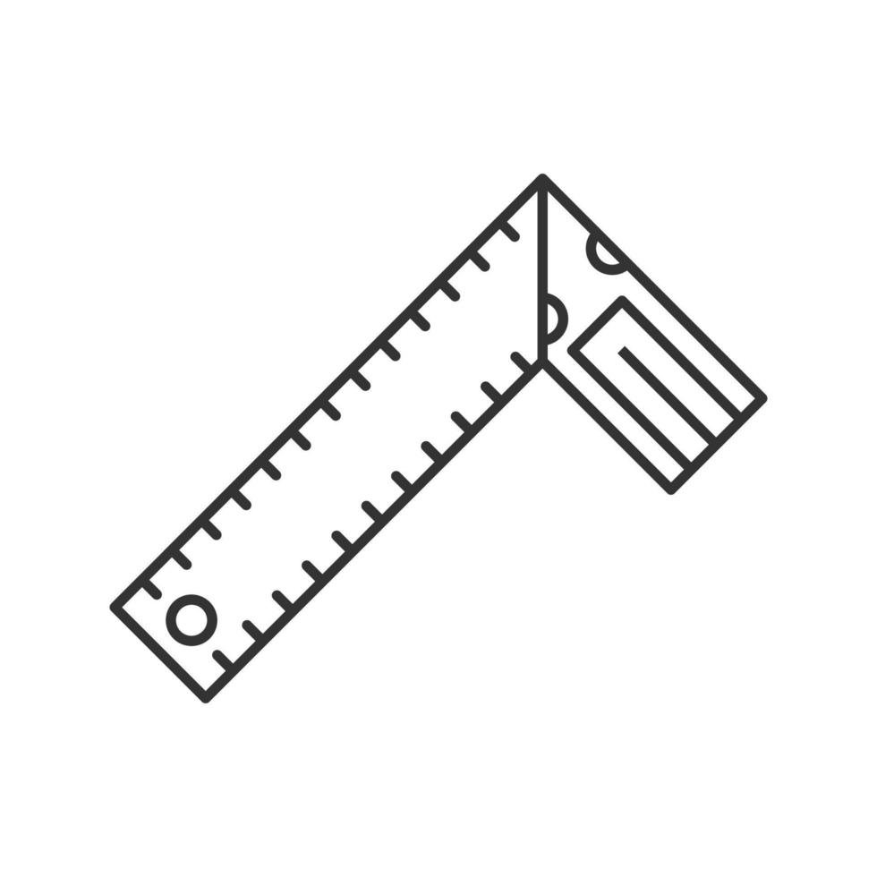 quadratisches lineares Symbol einstellen. Konstruktionswerkzeug dünne Linie Abbildung. abgeschrägtes Quadrat. Kontursymbol. Renovierungs- und Reparaturinstrument. Winkelmessung. Vektor isolierte Umrisszeichnung