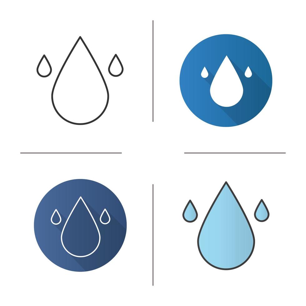 vattenresurser ikon. platt design, linjära och färgstilar. vattendroppar. isolerade vektorillustrationer vektor