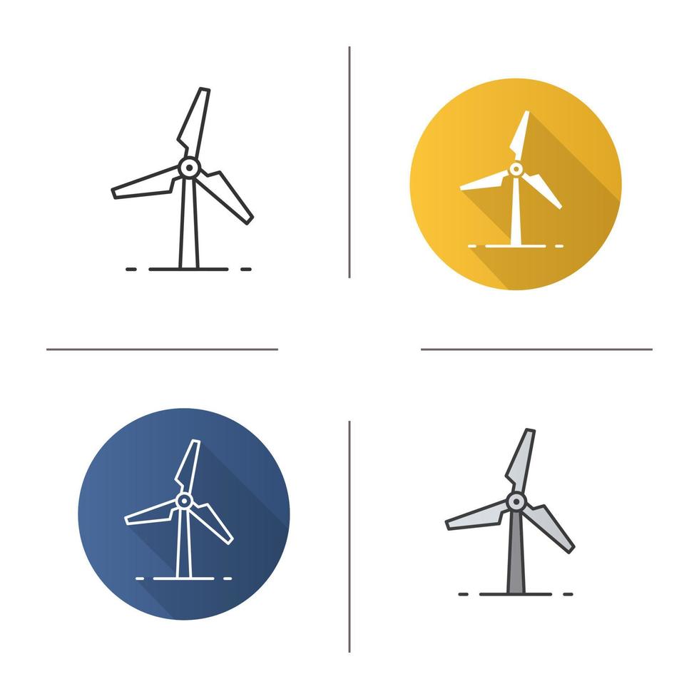 Windmühle-Symbol. flaches Design, lineare und Farbstile. Wind-Öko-Energie. isolierte vektorillustrationen vektor