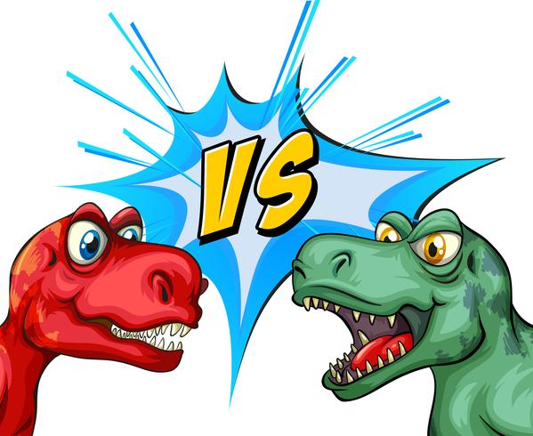 Två T-Rex slåss mot varandra vektor