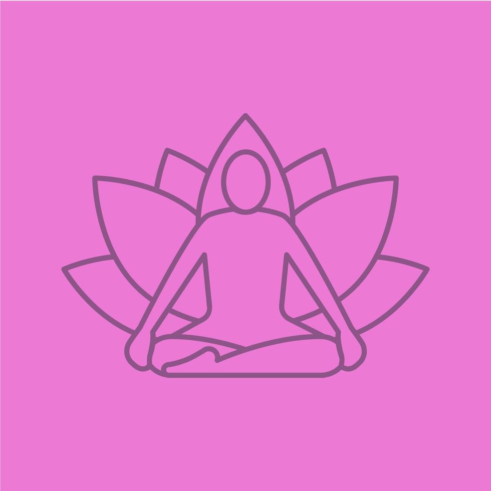 Lineares Symbol für Yogaposition. Yoga Klasse. dünne Linie Umrisssymbole auf farbigem Hintergrund. Vektor-Illustration vektor