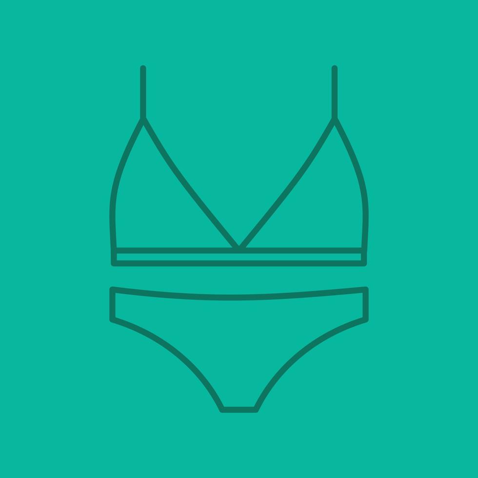lineares Symbol für Damenunterwäsche. BH und Unterhose. Badebekleidung. dünne Linie Umrisssymbole auf farbigem Hintergrund. Vektor-Illustration vektor