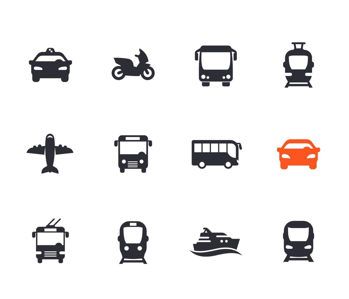 passagerartransport ikoner set vektor