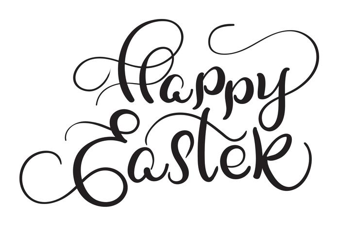 Glad påsk ord på vit bakgrund. Kalligrafi bokstäver Vektor illustration EPS10