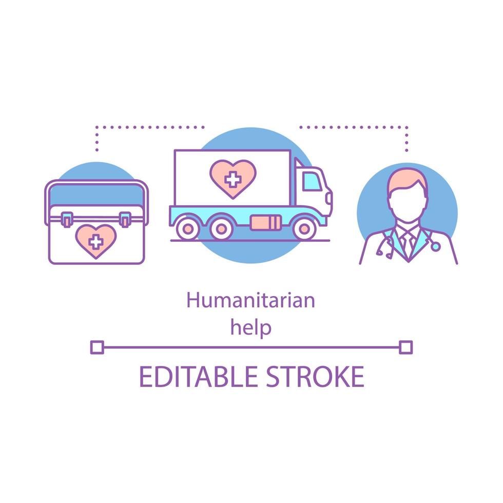 Symbol für das Konzept der humanitären Hilfe. Nächstenliebe, Spendenidee dünne Linie Illustration. gemeinnützige Organisation. Bettler helfen. Vektor isolierte Umrisszeichnung