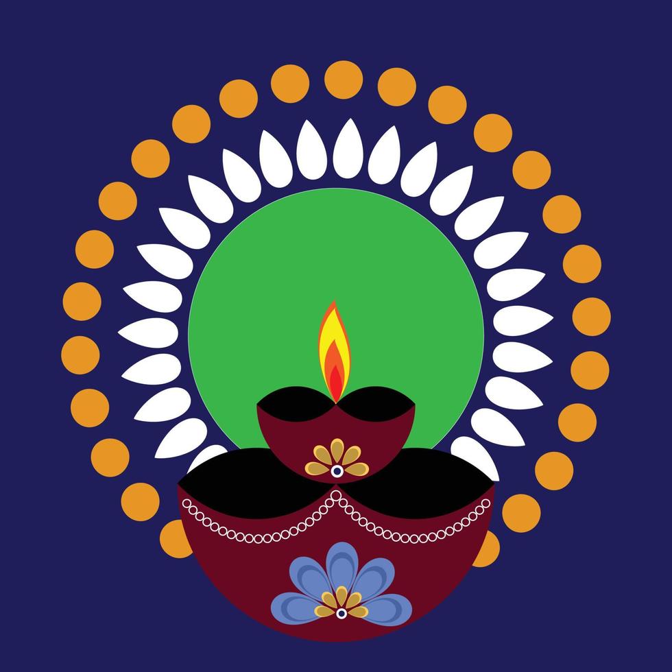 einfaches schönes Diwali-Rangoli-Design vektor