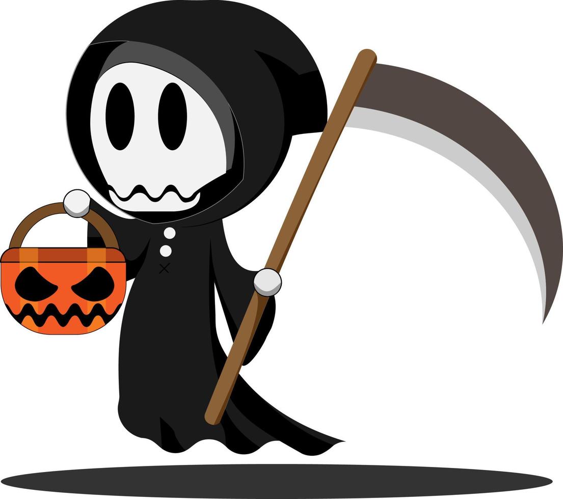 halloween tema söt grim reaper ikon vektor