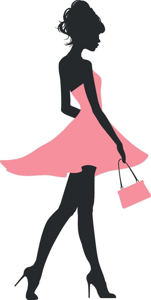 Mädchen im ein Rosa Kleid ohne Hintergrund vektor