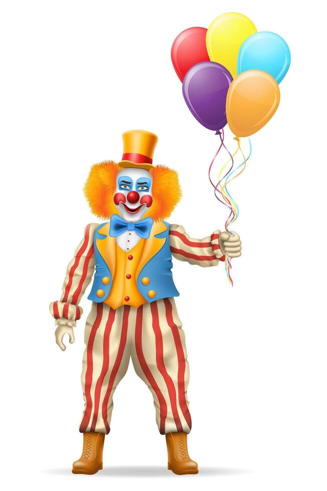 glad clown skådespelare och cirkus karaktär vektor illustration isolerat på bakgrund