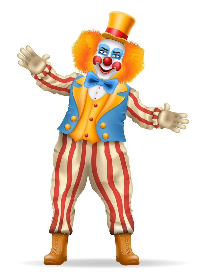 glad clown skådespelare och cirkus karaktär vektor illustration isolerat på bakgrund