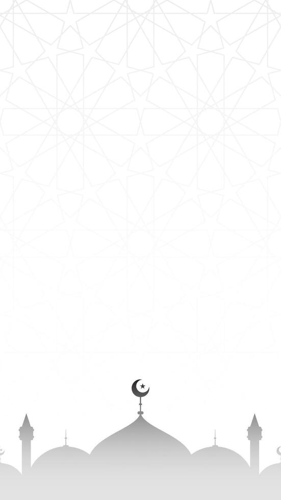 enkel och fredlig vit islamic tom vertikal vektor bakgrund design med rosett motiv möter moské silhuett illustration