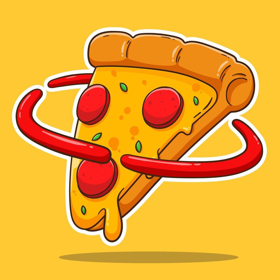 Illustration Karikatur Planet Pizza Vektor Design schnell Essen Konzept isoliert Vektor eben Karikatur