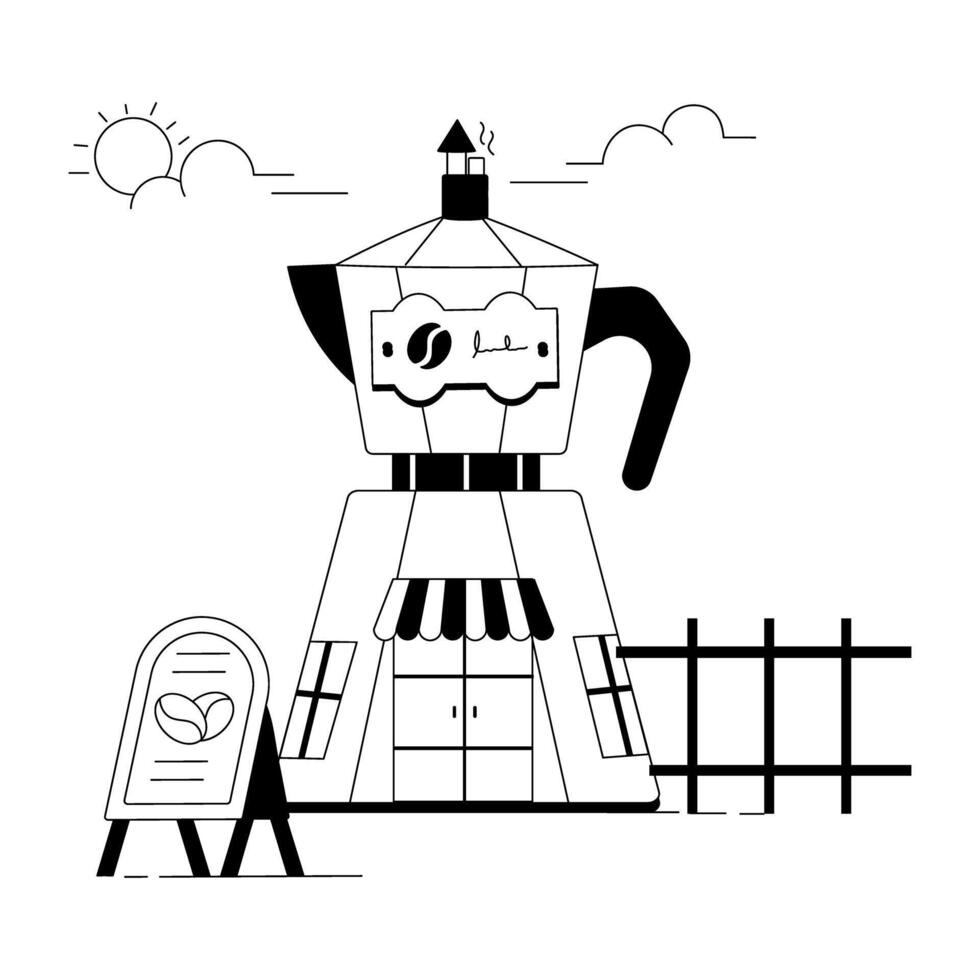 Espresso Cafe linear Abbildungen vektor